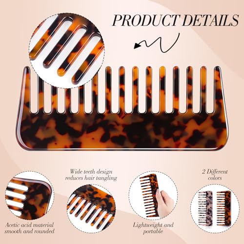 Obeoby 2-Pack Large Wide Tooth Hair Detangling Comb for Curls