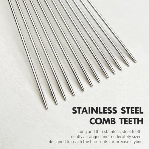 Metal Afro Comb Set - 2PCS Hair Pick with Black Fist Design
