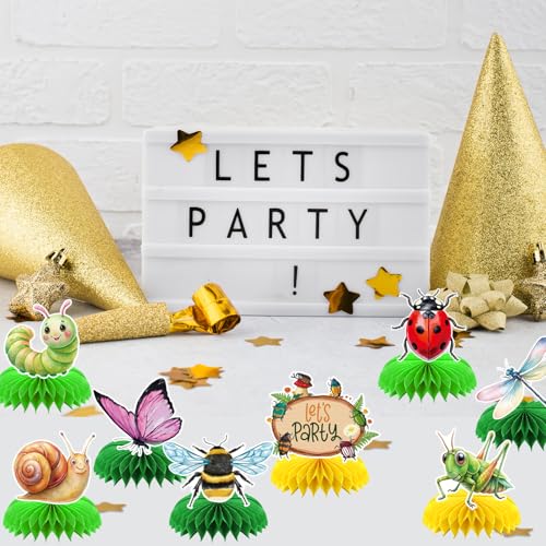 Bug Honeycomb Centerpieces - 8-Piece Insect Themed Party Decorations
