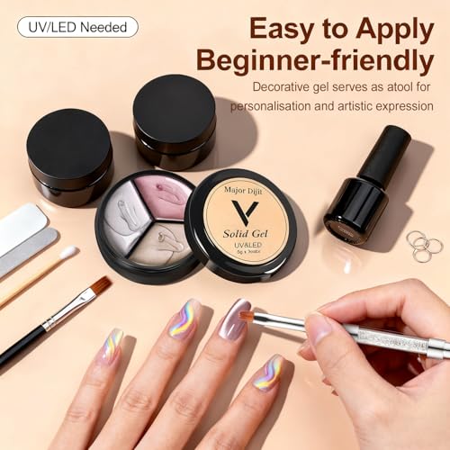 Major Dijit Cat Eye Gel Nail Polish Set with Magnetic Stick and Brush