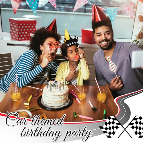 Racing Car Birthday Candles Set - 13 Pcs Black & White Checkered