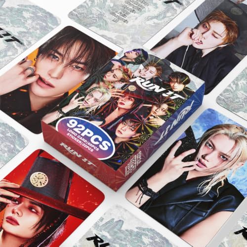 Stray Kids RUN IT Album Photocard & Sticker Set - Colorful 92-Piece Collection