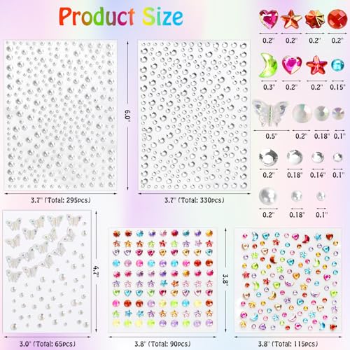 895 PCS Easter Gem Stickers Rhinestones Pearls for Crafts Face Makeup