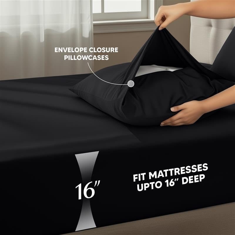 Utopia Bedding King Size Sheet Set - Soft, Breathable Microfiber | 4-Piece in Black, Oeko-Tex Certified