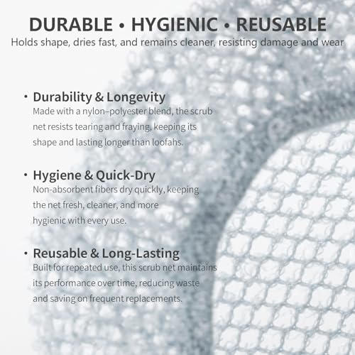BEAUTAIL Silicone Body Scrubber & Exfoliating Bath Net 2-Piece Set