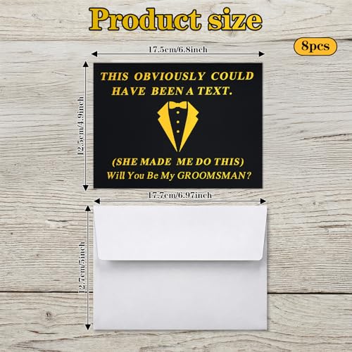 Groomsmen Proposal Cards Set - 8 Pack with Envelopes