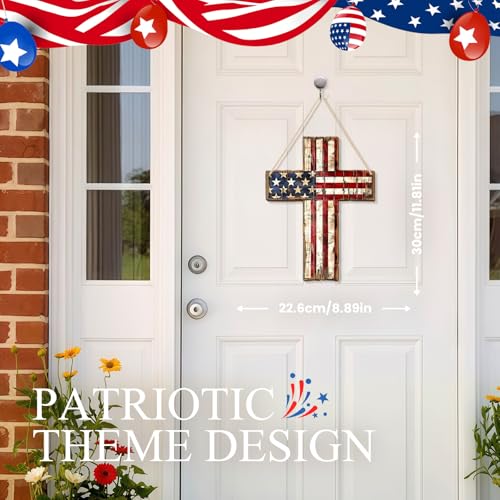 Patriotic Wooden Door Sign Independence Day Front Door Wreath
