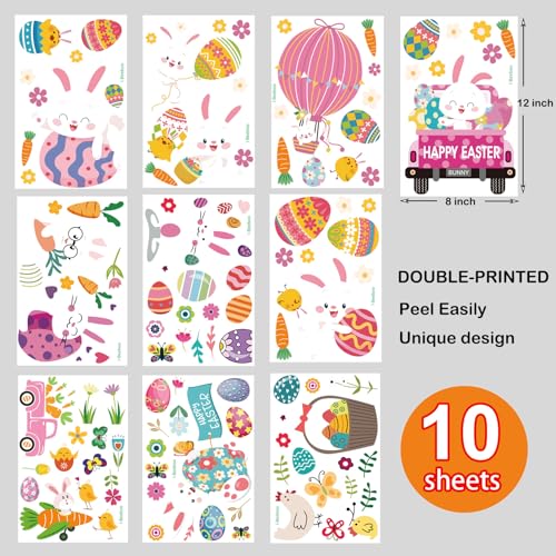 Easter Window Clings - 10 Sheets of Vibrant Decor for Glass