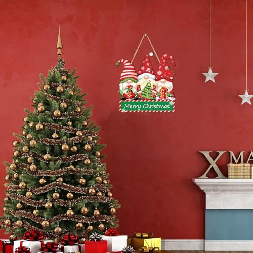 Christmas Gnome Door Sign Hanging Decor with Welcome Message