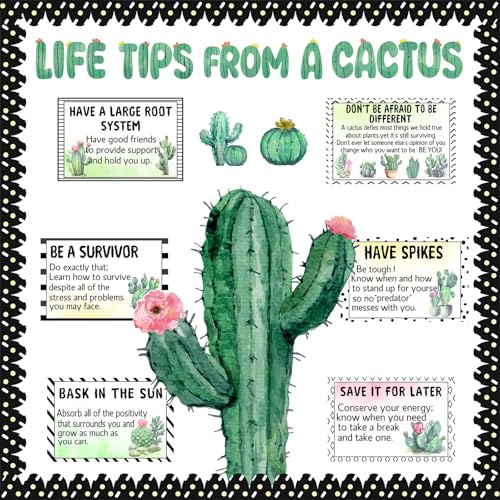 Cactus Bulletin Board Decoration Set - Inspirational Classroom Decor, 41 Pcs