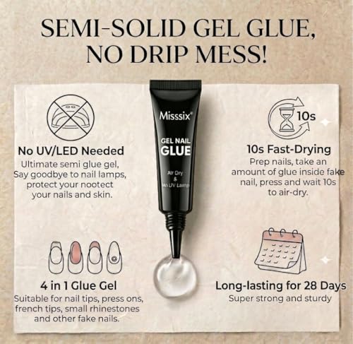 Misssix Super Strong Nail Glue 5-Pack for Press On Nails & Tips