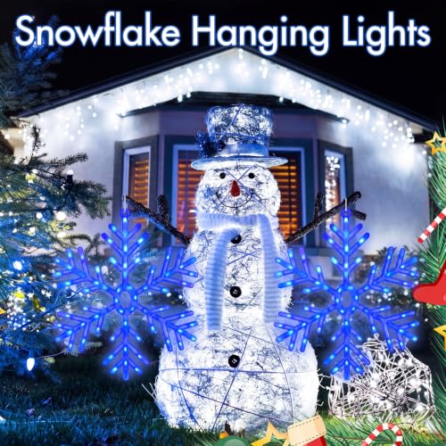 LED Snowflake Lights 2 Pack 22 Inch Christmas Window Decor Blue