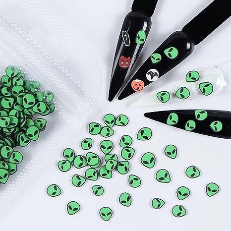 Galyacht 3D Green Alien Slices Polymer Clay Nail Art Charms