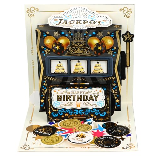 D4DREAM 3D Happy Birthday Pop Up Card - Casino Jackpot Design