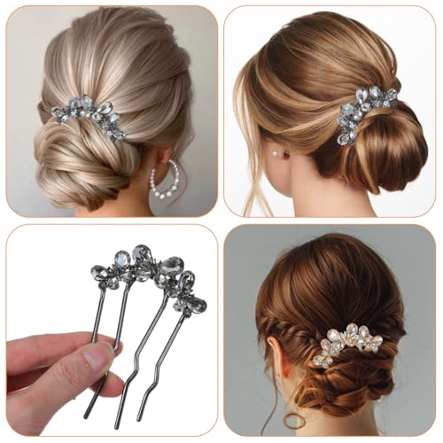 Bremorou U Shaped Pearl Hair Pins for Buns & French Twists 2Pcs