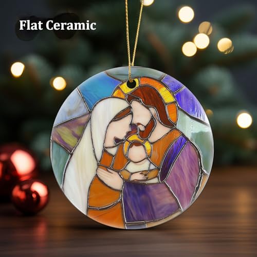 Stained Glass Nativity Ornament - Mary, Joseph & Baby Jesus
