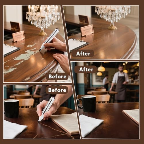 LHAVEN Furniture Repair Kit - 6 Color Wood Markers & Wax Sticks Set