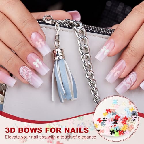 YELARXI Yellow 3D Nail Bows & Flower Acrylic Resin Charms 100 Pcs