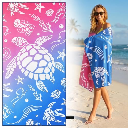 MelonBoat Oversized Turtle Beach Towel, 35"x71" Quick-Dry Terry Cloth
