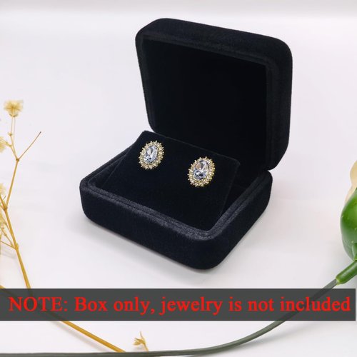 GBYAN 2 Pieces Velvet Earring Box,Stud Earring Gift Box,Jewelry Display Case for Proposal,Engagement,Wedding and Birthday,Black