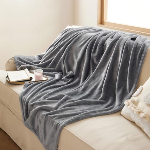 Bedsure XL GentleSoft Fleece Throw Blanket - 50x70 inches, Grey