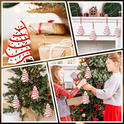4pcs Christmas Tree Cake Ornaments Handmade Polymer Clay Dessert Decorations