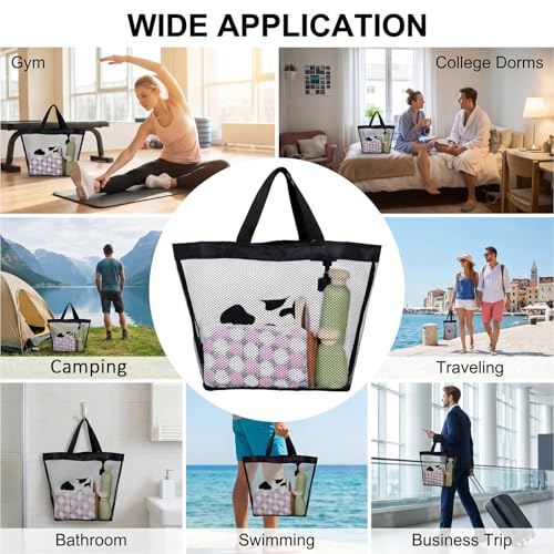 2-Pack Mesh Shower Caddy Tote Bags - Portable Black Nylon