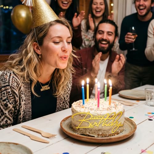18 Pcs Gold Acrylic Happy Birthday Cake & Cupcake Toppers