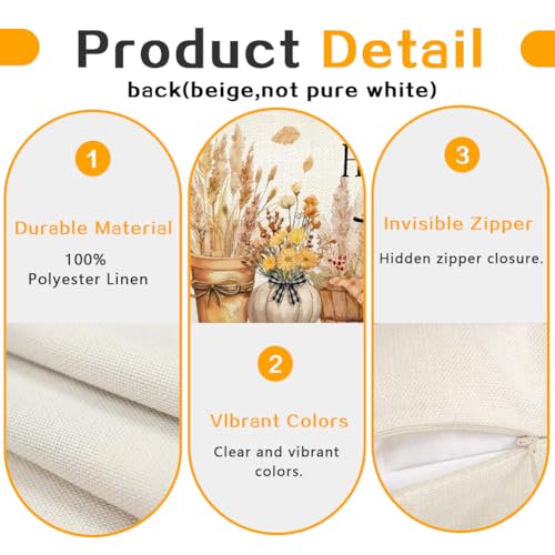 RABUSOFA Fall Throw Pillow Cover 12x20 - Dried Pampas Grass Decor