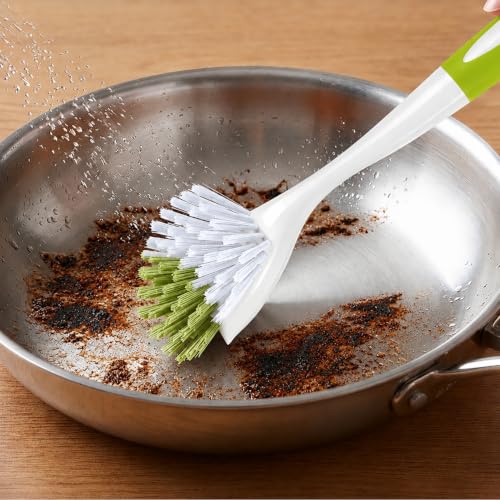 YeuDeuy Stiff Bristle Dish Brush with Handle - 3 Pack, Scrubber for Pots Pans Sink