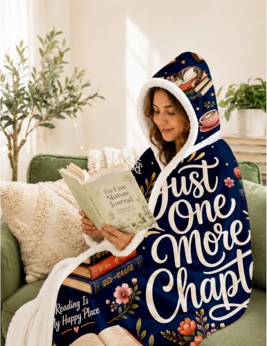 Reading Cat Wearable Blanket for Book Lovers - Cozy Hoodie Throw