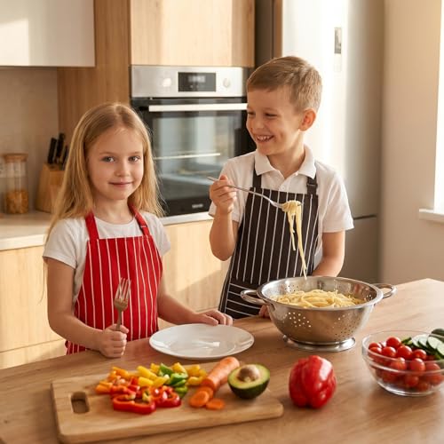 Stripes Kids Cooking Apron with Pockets - Adjustable Chef Apron
