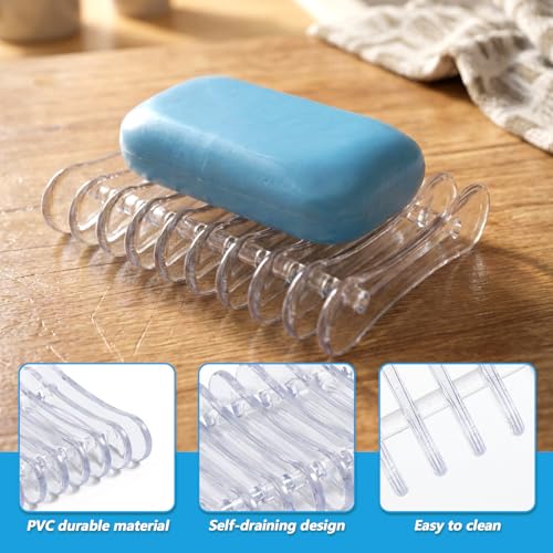Grevosea 2-Piece Self-Draining Soap Dish Holder with Soap Saver Pads