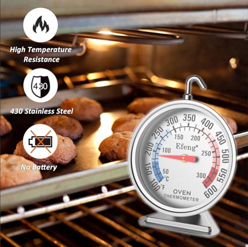 Efeng Oven Thermometer 2-Pack, Large Dial 100-600°F for Gas & Electric Ovens