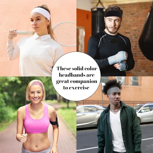 8 Pack Cotton Headbands for Women Non-Slip Sweat Absorbing Sports Hair Bands