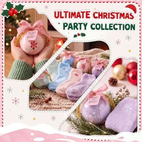 Christmas Fuzzy Socks Ornament Set - Snowflakes, 8 Pairs, DIY Holiday Decor