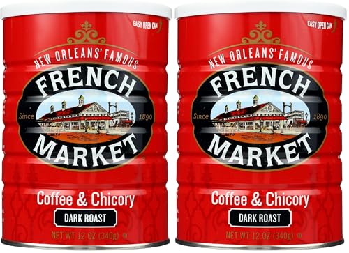 French Market Dark Roast Ground Coffee & Chicory, 12oz (Pack of 2)