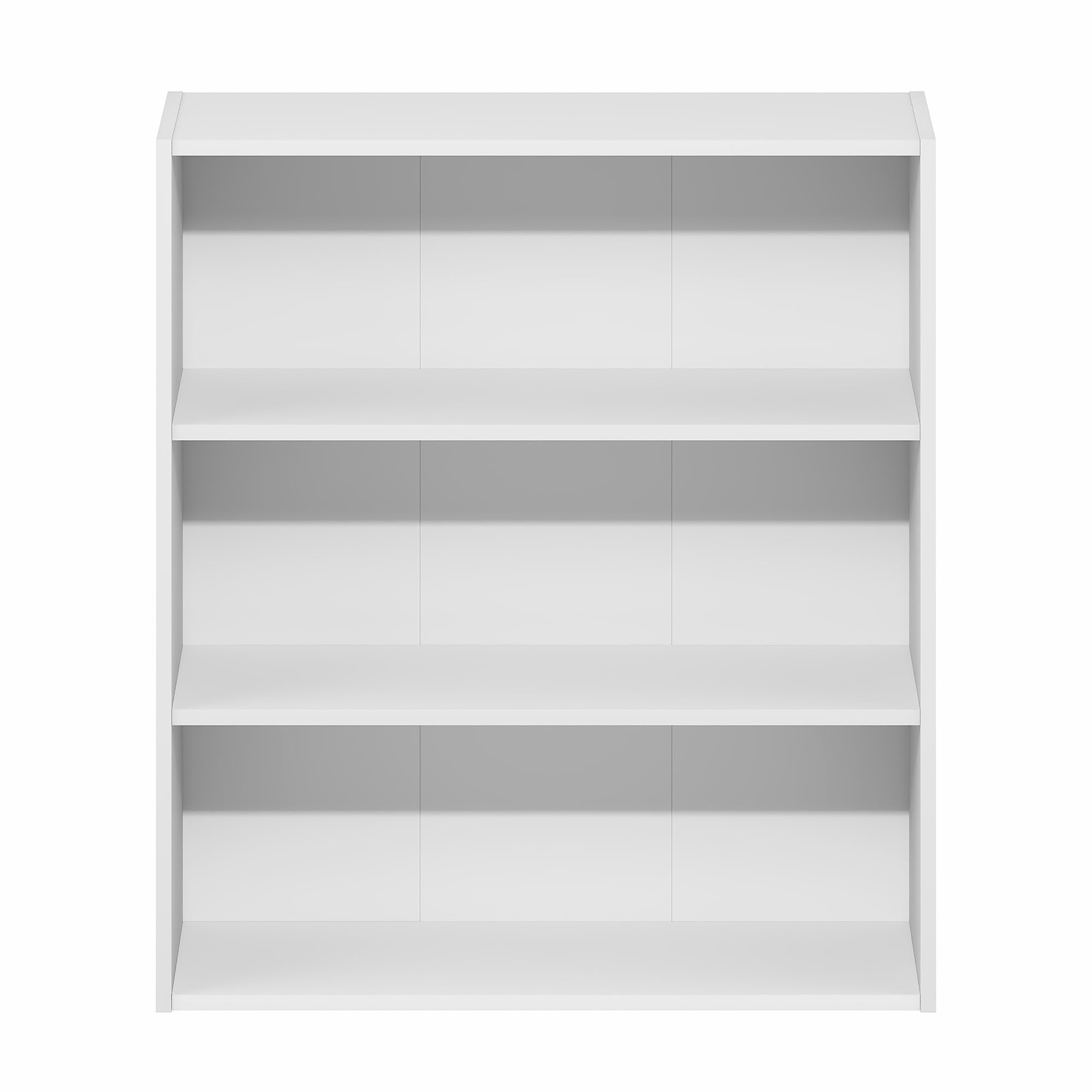 Furinno Basic Book Shelf, 3-Tier Bookshelf, Cube Storage Organizer Bookcase with Open Shelf, 7 x 24 x 26, for Living Room, Bedroom, Home Office, White