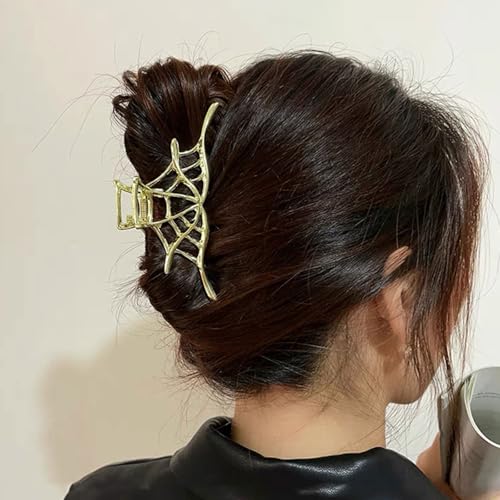 HAIMITI Gothic Spider Web Hair Claw Clip Y2K Halloween Hair Accessory