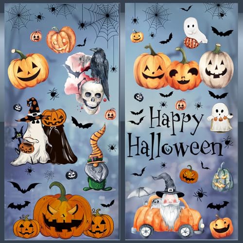 102Pcs Multicolor Halloween Window Clings - Ghosts & Pumpkins