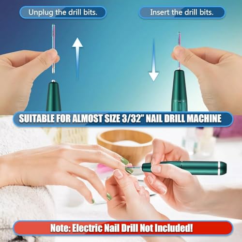 FORTMATE 6pcs 3/32 Inch Diamond Nail Drill Bits Set for Cuticles and Acrylics