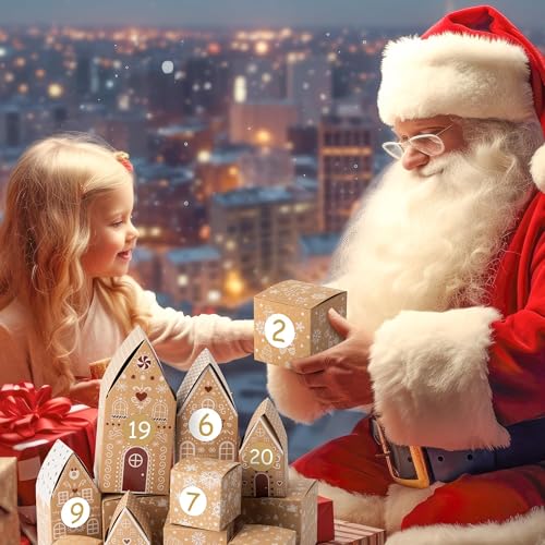 Christmas Advent Calendar Boxes Set - 28 Reusable Candy & Treat Storage Boxes