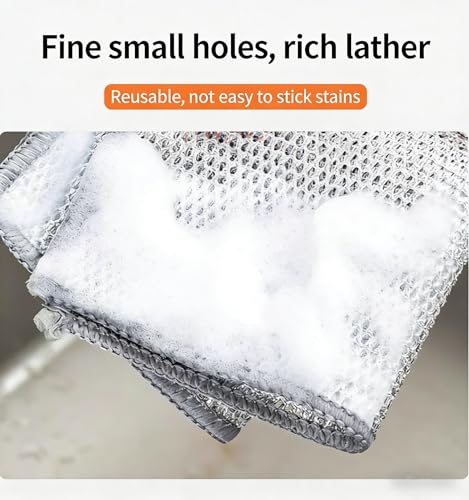 Double-Sided Steel Wire Dishwashing Cloths - Reusable, Heavy-Duty Kitchen Cleaning Rags