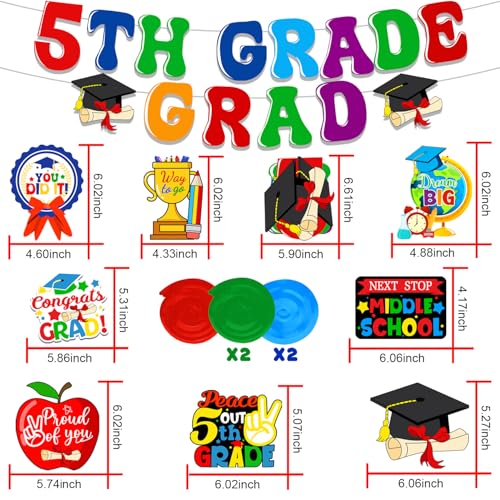 5th Grade Graduation Banner and Hanging Swirls Party Decorations