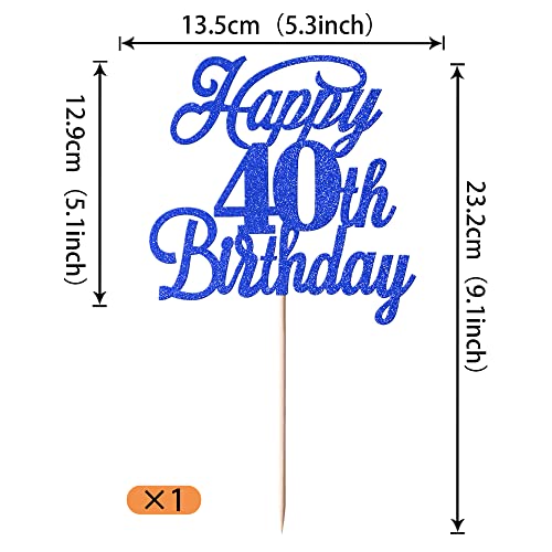 40th Birthday Cake Topper - Glitter Cheers to 40 Years Design