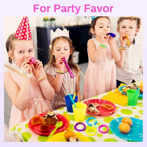 Glow in the Dark Jelly Bracelets & Hair Ties - 30 Pack Neon 80s Accessories