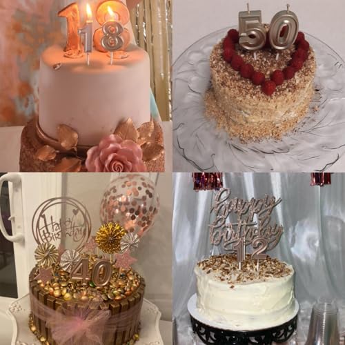 Rose Gold Number 19 & 91 Birthday Candles for Cake Decoration