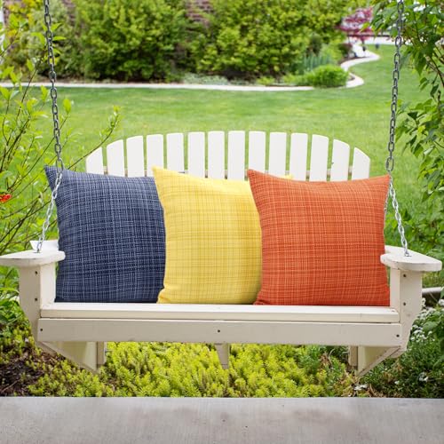 HADEEONG 18x18 Waterproof Outdoor Throw Pillow Covers, Yellow (Pack of 2)