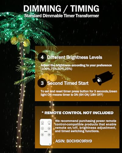 7ft LED Palm Tree with 192 Bright LEDs - Reinforced Outdoor Version