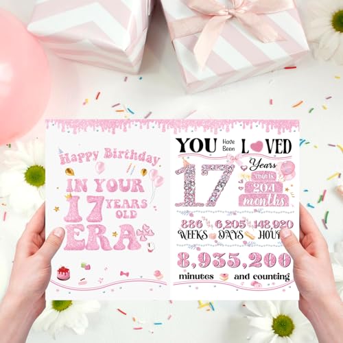 Cute 17th Birthday Card for Girls - Sweet Gift for Besties
